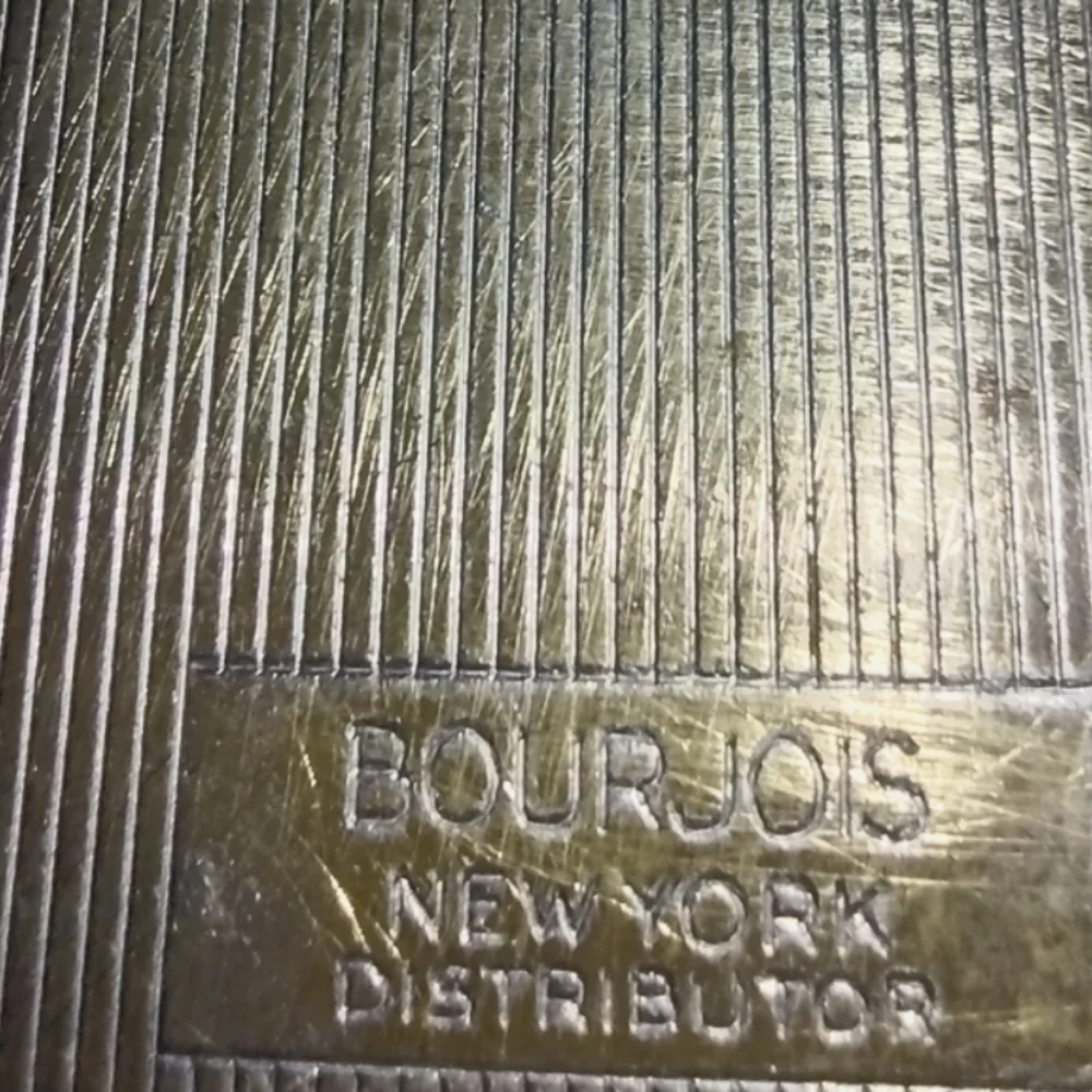 Silver & Blue Square Design, Burjois NY for Evening, Metallic Vintage Compact